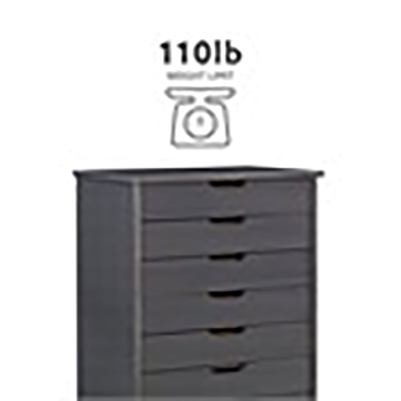 Riverbay Furniture 8-Drawer Transitional Wood Storage Cart w/ Casters in Gray