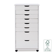 Riverbay Furniture 8-Drawer Transitional Wood Storage Cart in White Wash