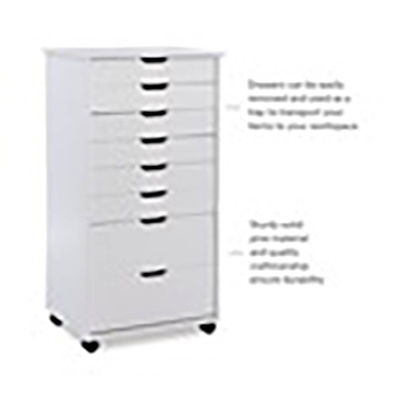 Riverbay Furniture 8-Drawer Transitional Wood Storage Cart in White Wash