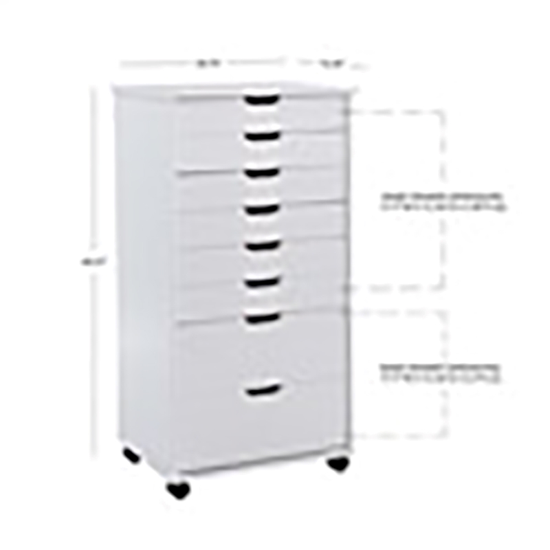 Riverbay Furniture 8-Drawer Transitional Wood Storage Cart in White Wash