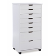 Riverbay Furniture 8-Drawer Transitional Wood Storage Cart in White Wash