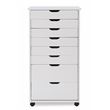 Riverbay Furniture 8-Drawer Transitional Wood Storage Cart in White Wash