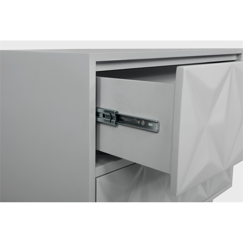 Riverbay Furniture Modern 5-Drawer Wood Geo Texture Chest in Gray