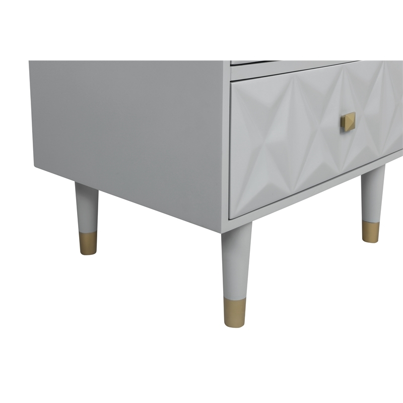 Riverbay Furniture Modern 5-Drawer Wood Geo Texture Chest in Gray