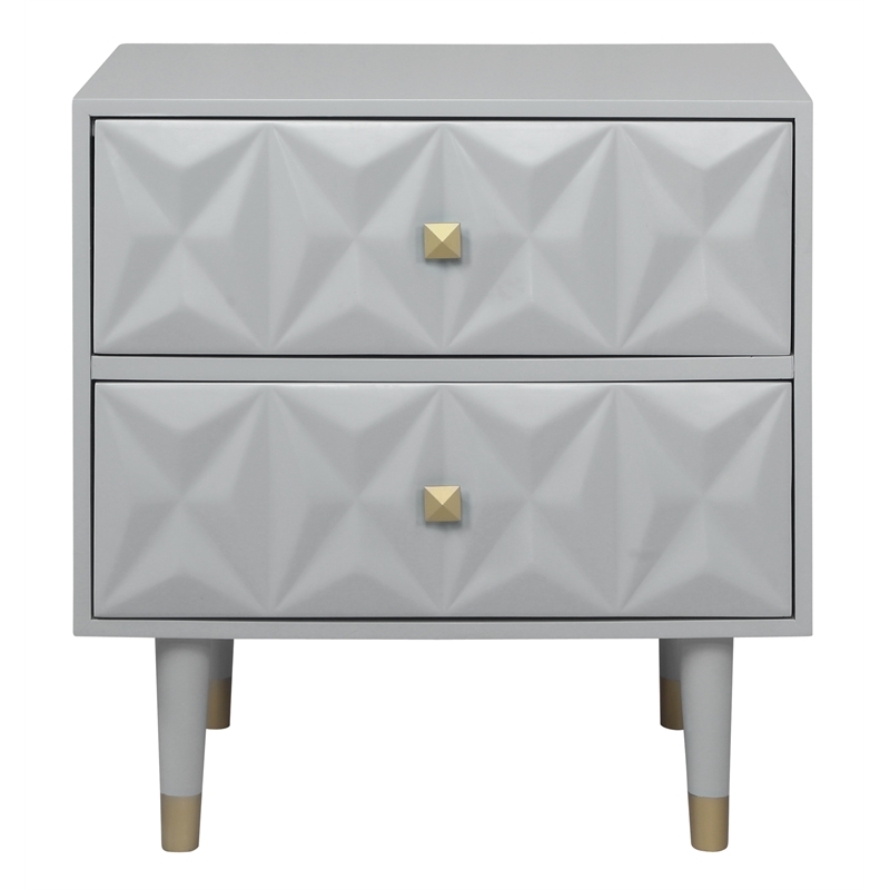 Riverbay Furniture Two Drawer Wood Geo Texture Nightstand in Gray