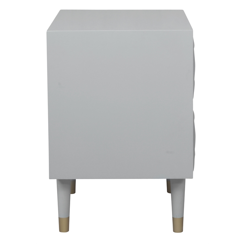 Riverbay Furniture Two Drawer Wood Geo Texture Nightstand in Gray