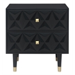 Riverbay Furniture Two Drawer Wood Geo Texture Nightstand in Black