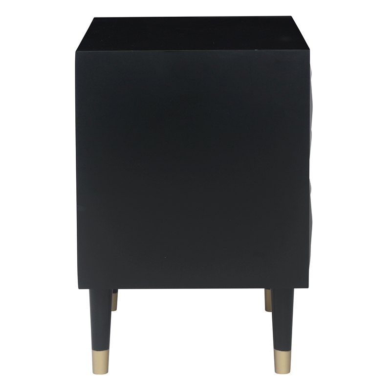 Riverbay Furniture Two Drawer Wood Geo Texture Nightstand in Black