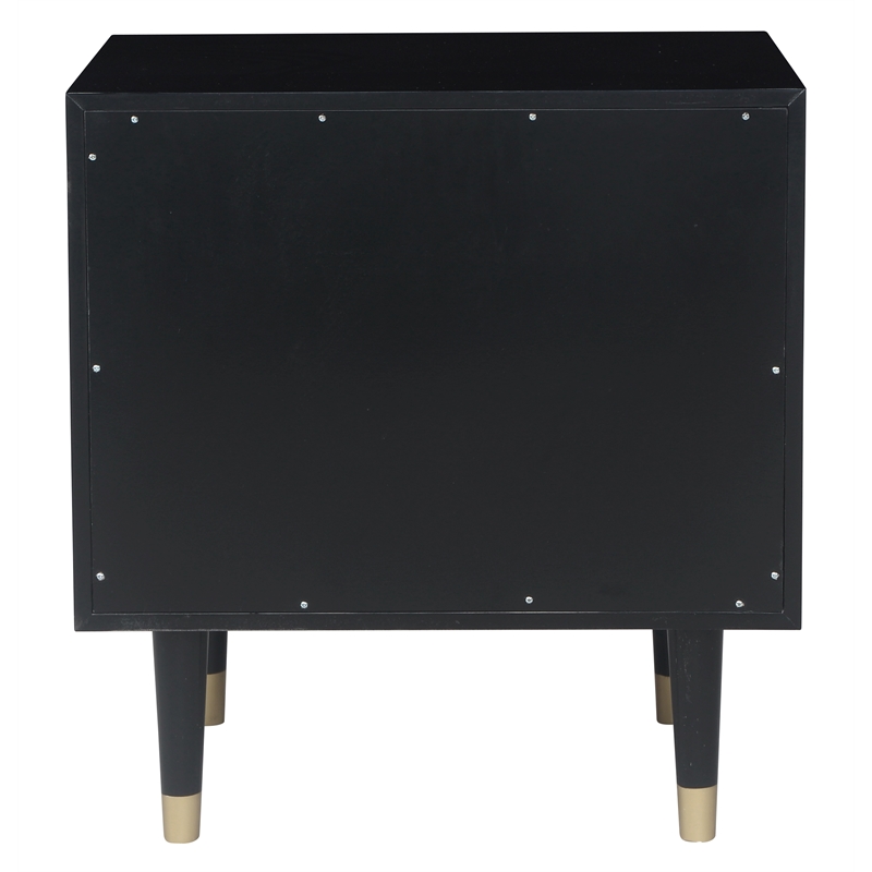 Riverbay Furniture Two Drawer Wood Geo Texture Nightstand in Black