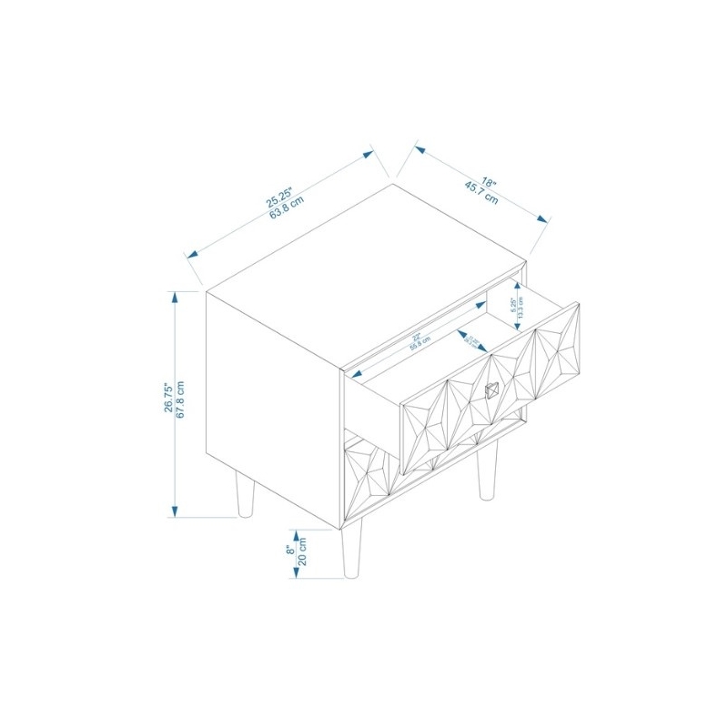 Riverbay Furniture Two Drawer Wood Geo Texture Nightstand in Black