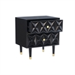 Riverbay Furniture Two Drawer Wood Geo Texture Nightstand in Black