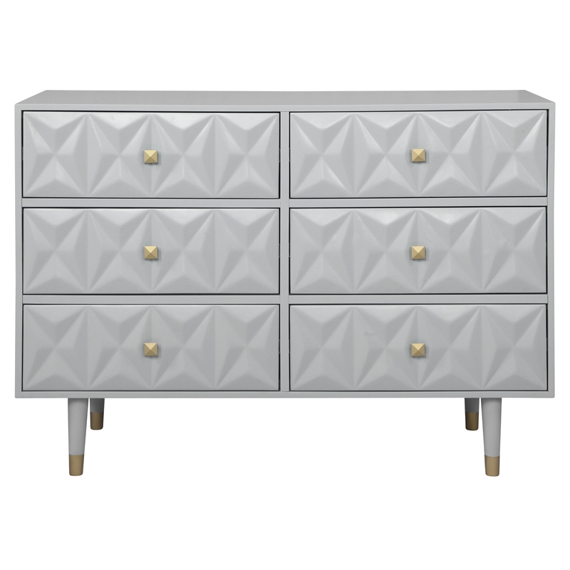 Riverbay Furniture Six Drawer Wood Geo Texture Dresser in Gray