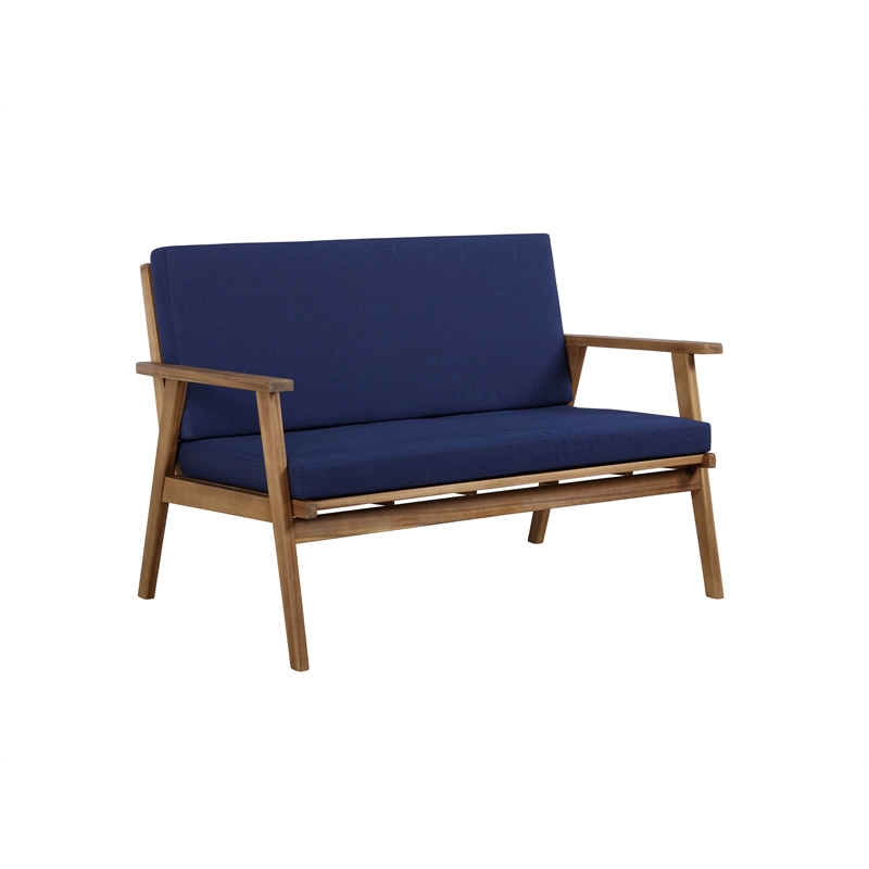 Riverbay Furniture Wood Outdoor Chat Set in Blue