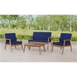 Riverbay Furniture Wood Outdoor Chat Set in Blue