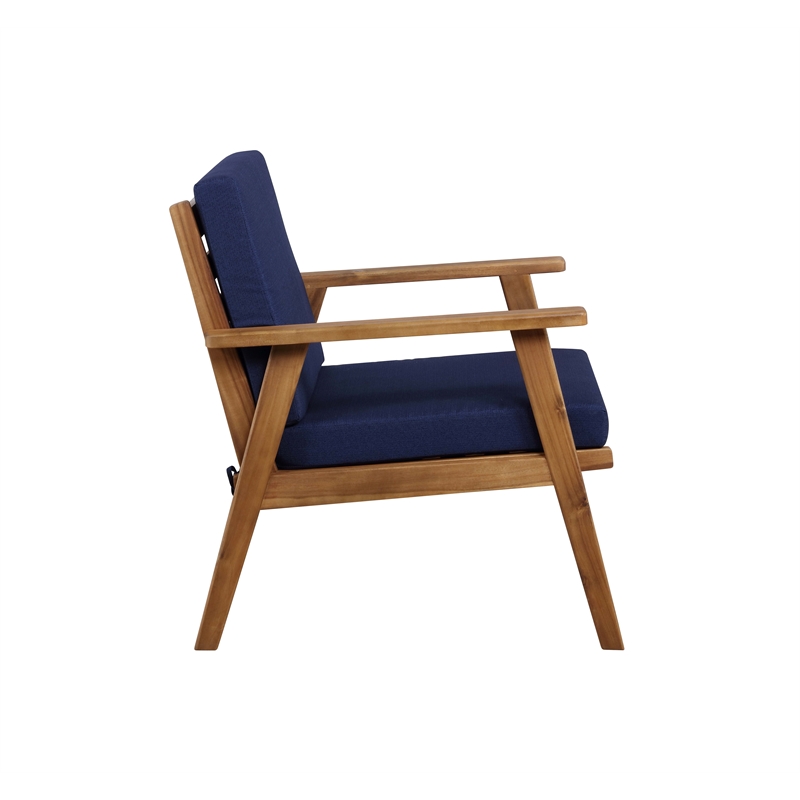 Riverbay Furniture Wood Outdoor Chat Set in Blue