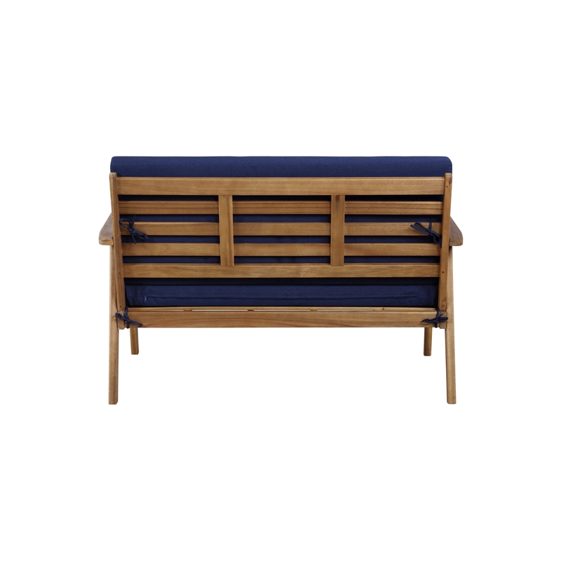 Riverbay Furniture Wood Outdoor Chat Set in Blue