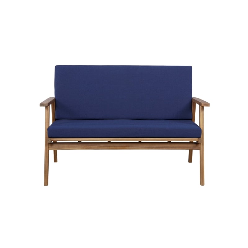 Riverbay Furniture Wood Outdoor Chat Set in Blue