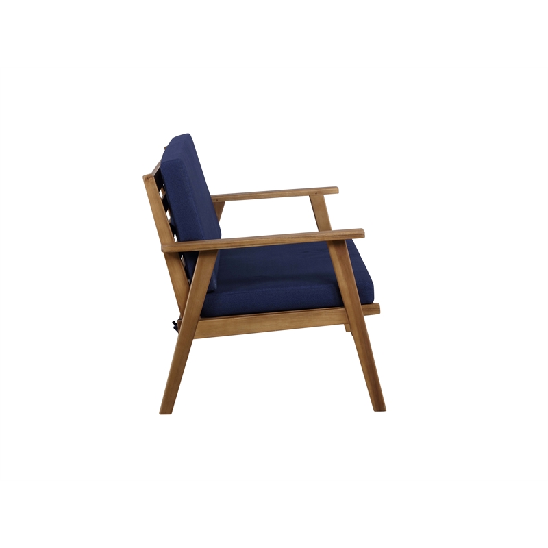 Riverbay Furniture Wood Outdoor Chat Set in Blue