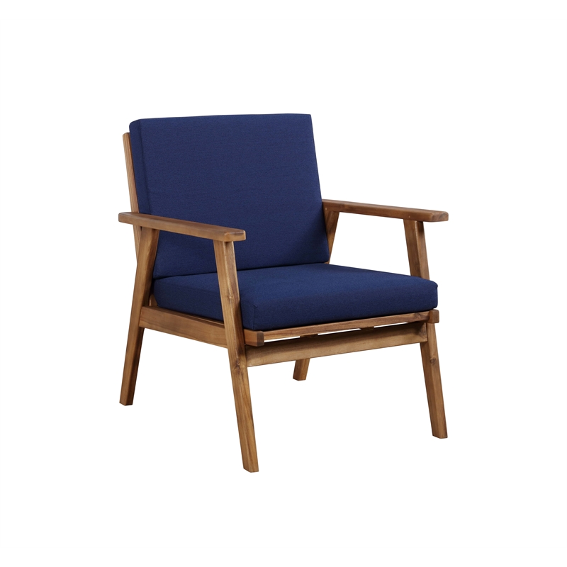 Riverbay Furniture Wood Outdoor Chat Set in Blue