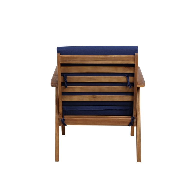 Riverbay Furniture Wood Outdoor Chat Set in Blue