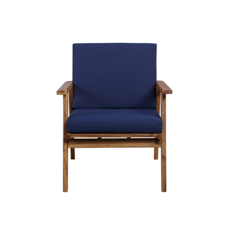 Riverbay Furniture Wood Outdoor Chat Set in Blue