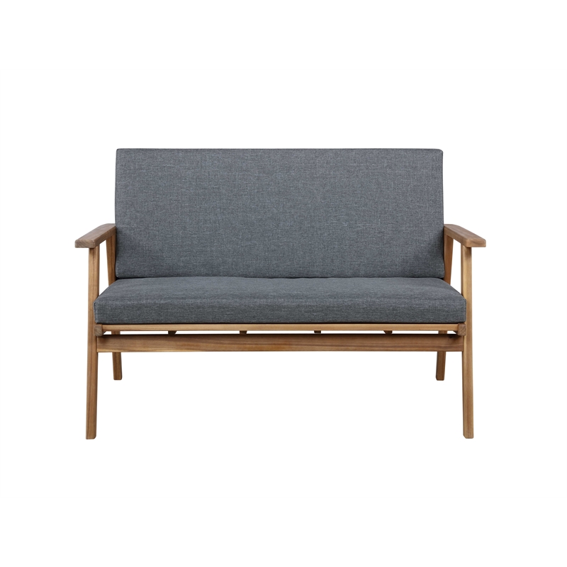 Riverbay Furniture Wood Outdoor Chat Set in Gray