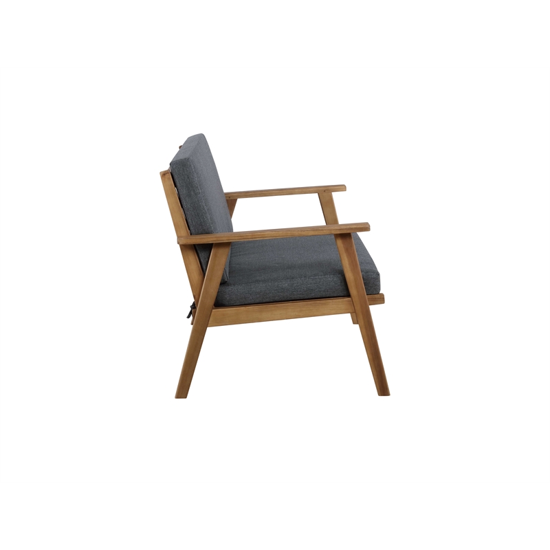 Riverbay Furniture Wood Outdoor Chat Set in Gray