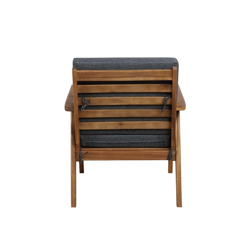 Riverbay Furniture Wood Outdoor Chat Set in Gray