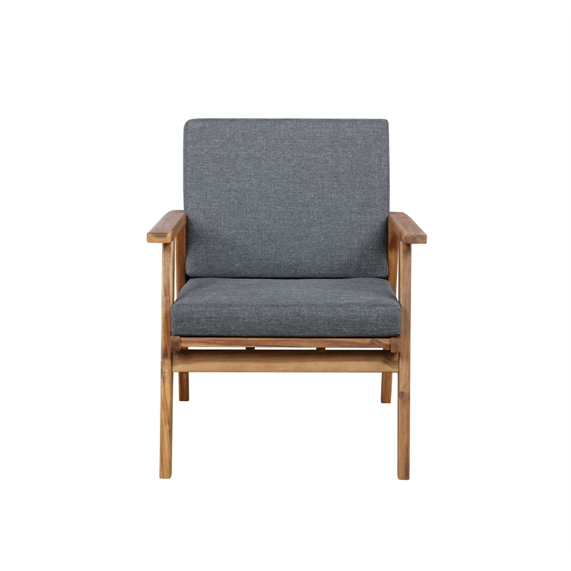 Riverbay Furniture Wood Outdoor Chat Set in Gray