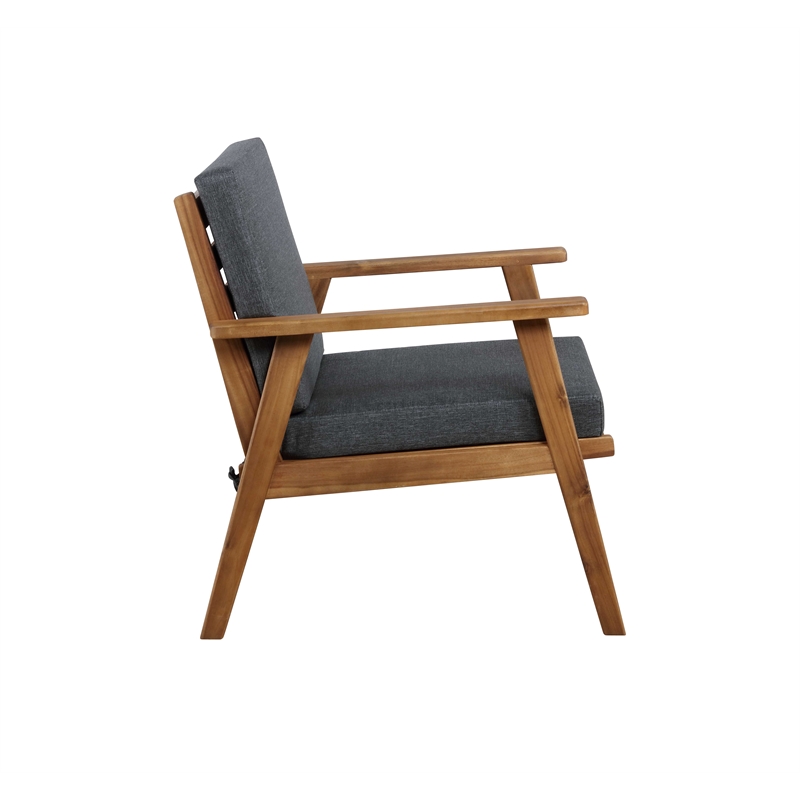 Riverbay Furniture Wood Outdoor Chat Set in Gray