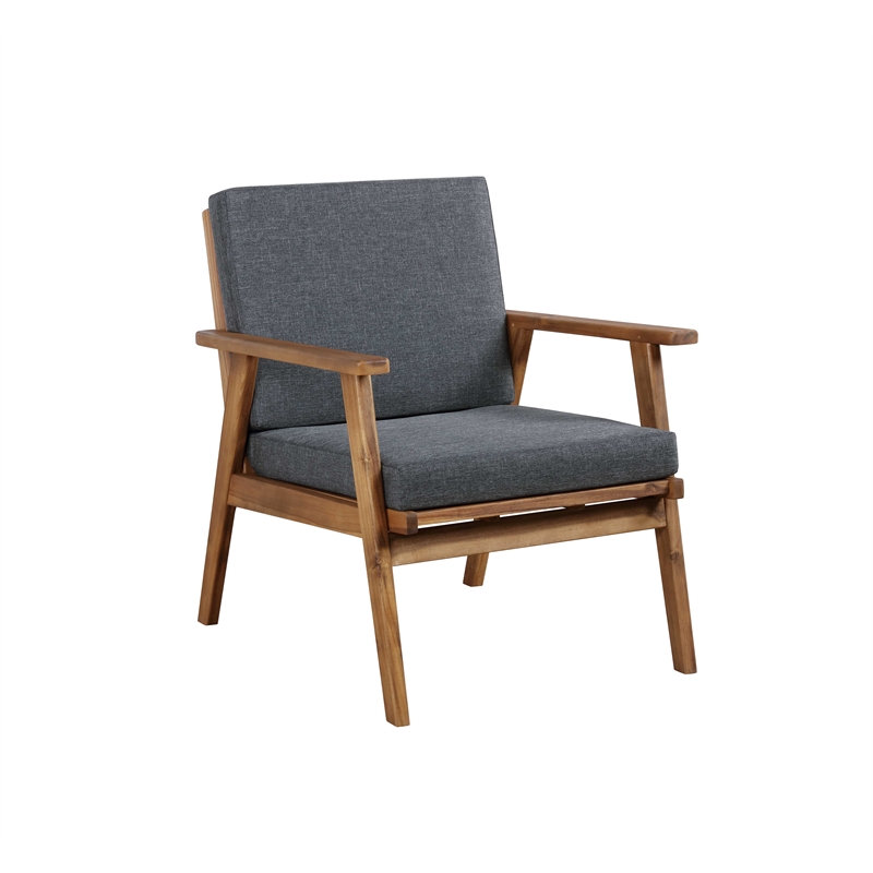 Riverbay Furniture Wood Outdoor Chat Set in Gray