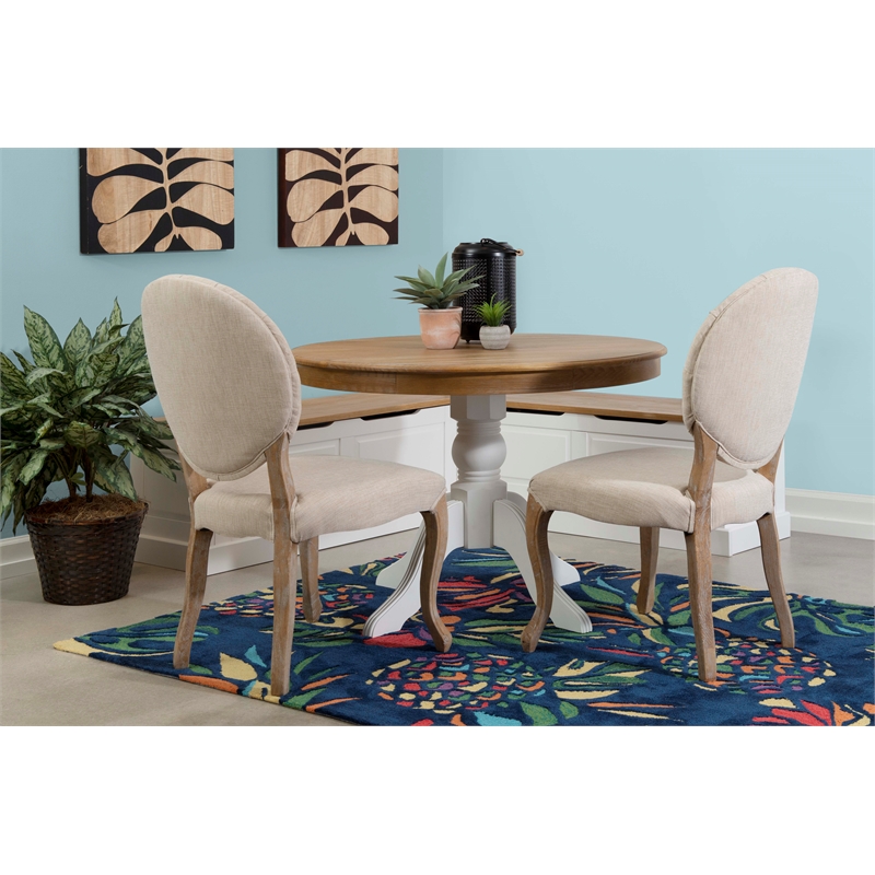 Riverbay Furniture Backless Wood Two Tone Breakfast Nook in Natural and White