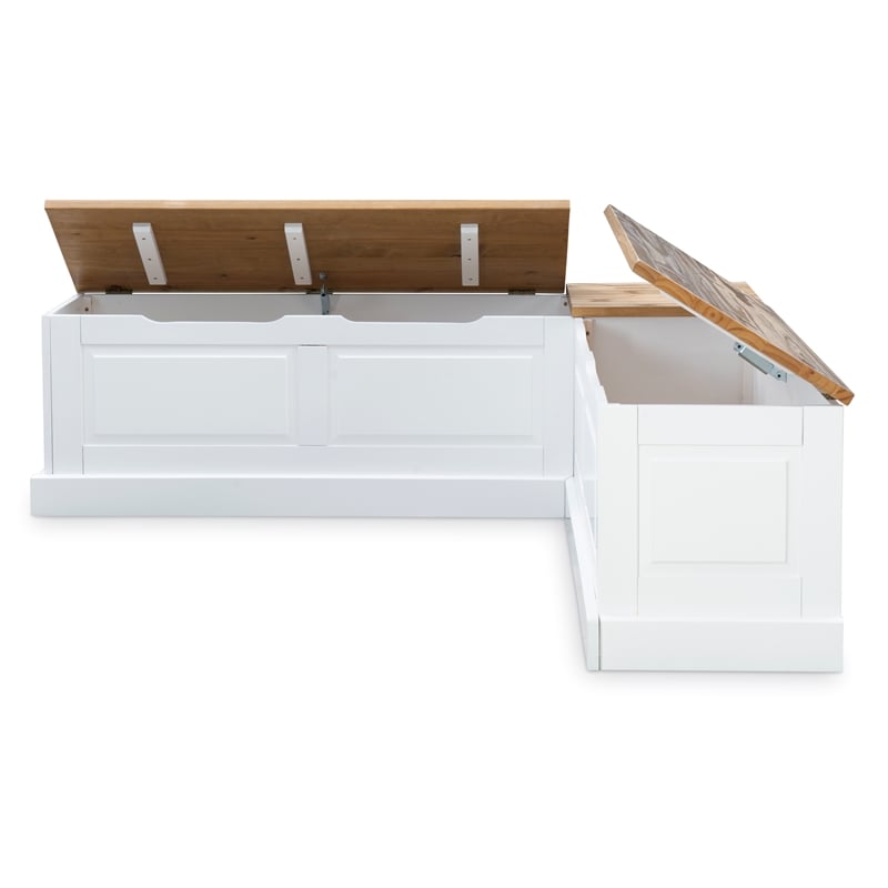 Riverbay Furniture Backless Wood Two Tone Breakfast Nook in Natural and White