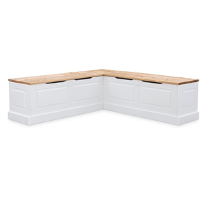 Riverbay Furniture Backless Wood Two Tone Breakfast Nook in Natural and White