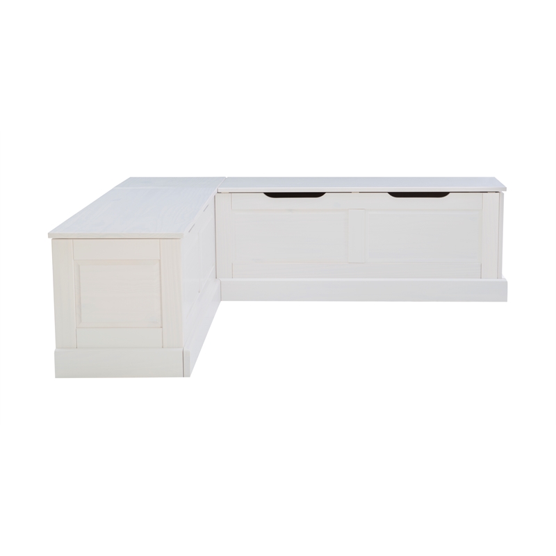 Riverbay Furniture Backless Wood Corner Breakfast Nook in White