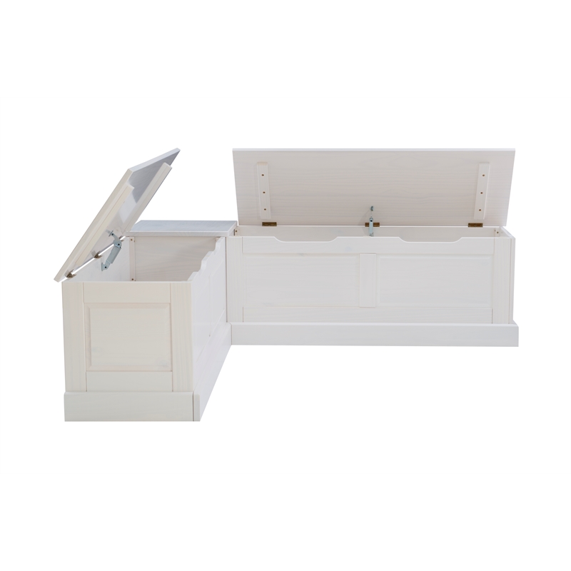Riverbay Furniture Backless Wood Corner Breakfast Nook in White