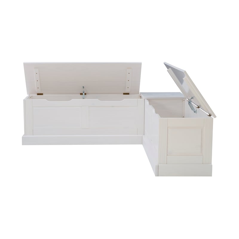 Riverbay Furniture Backless Wood Corner Breakfast Nook in White