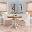 Riverbay Furniture Corner Storage Nook with 2Tone Round Table White/Natural Wood