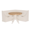 Riverbay Furniture Corner Storage Nook with 2Tone Round Table White/Natural Wood