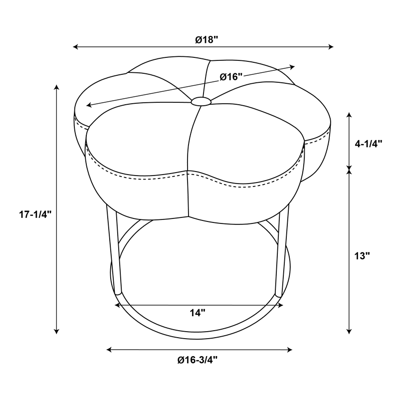 Riverbay Furniture Metal Upholstered Accent Vanity Stool in Blue