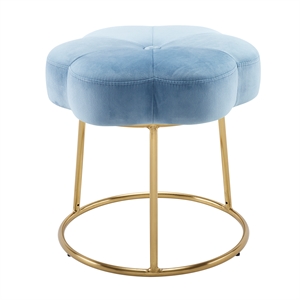 Riverbay Furniture Metal Upholstered Accent Vanity Stool in Blue