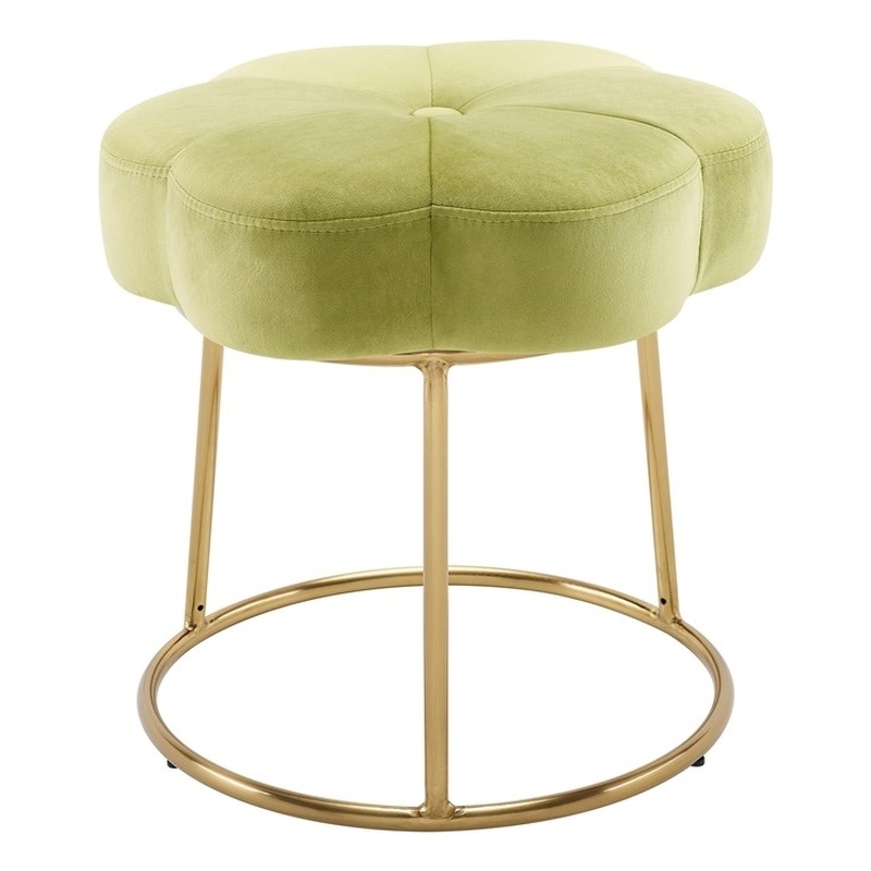 green upholstered stool