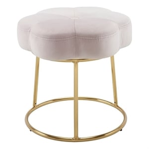 Riverbay Furniture 17.75&quot Transitional Fabric Accent Vanity Stool in Pink