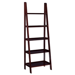 riverbay furniture wood ladder bookshelf in espresso