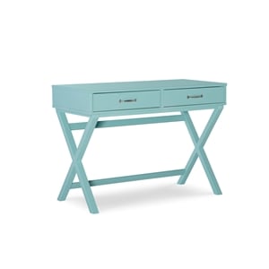 riverbay furniture 2-drawer wood desk in turquoise blue