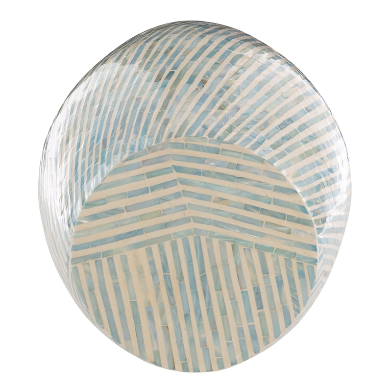 Riverbay Furniture Mosaic Capiz Drum Table in Light Blue