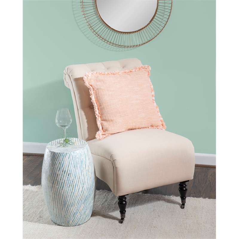 Riverbay Furniture Mosaic Capiz Drum Table in Light Blue