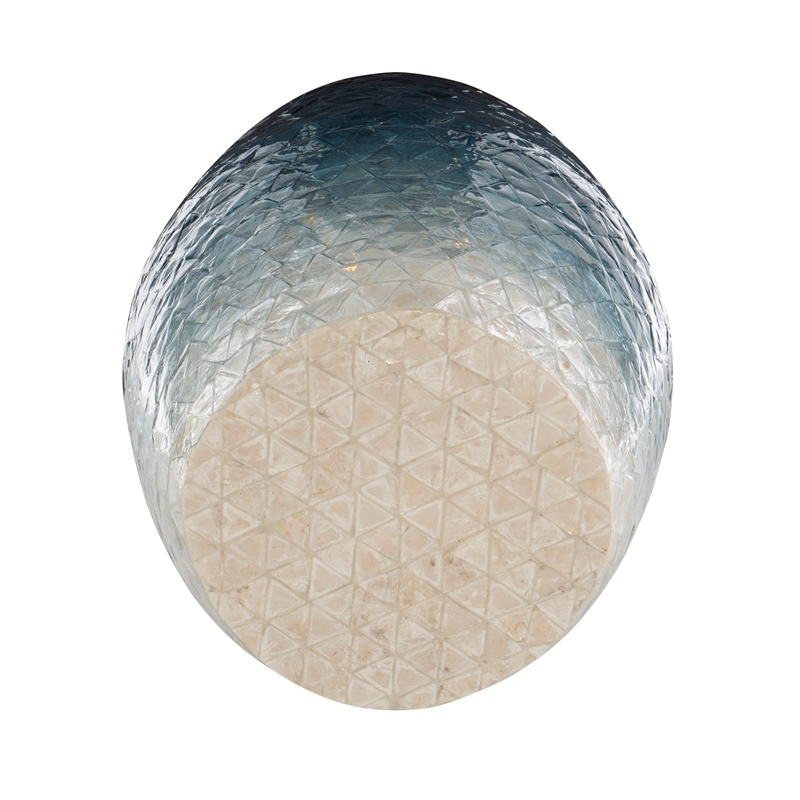 Riverbay Furniture Ombre Capiz Mosaic Drum Table in Blue