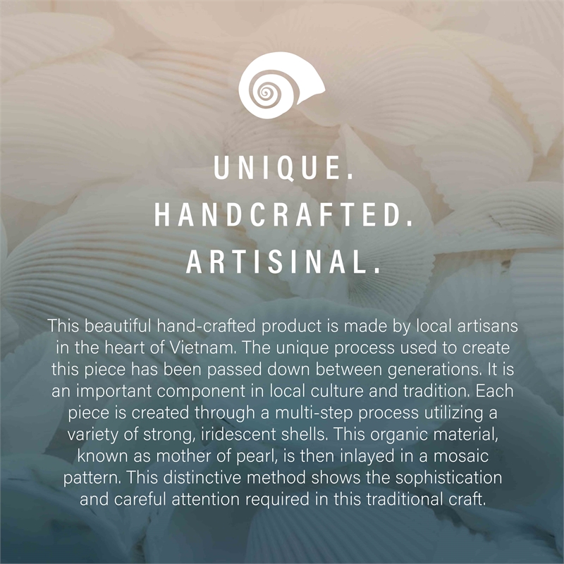 Riverbay Furniture Ombre Capiz Mosaic Drum Table in Blue