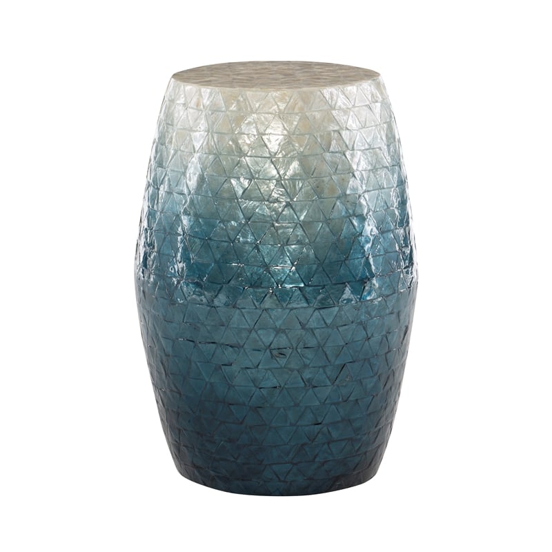 Riverbay Furniture Ombre Capiz Mosaic Drum Table in Blue